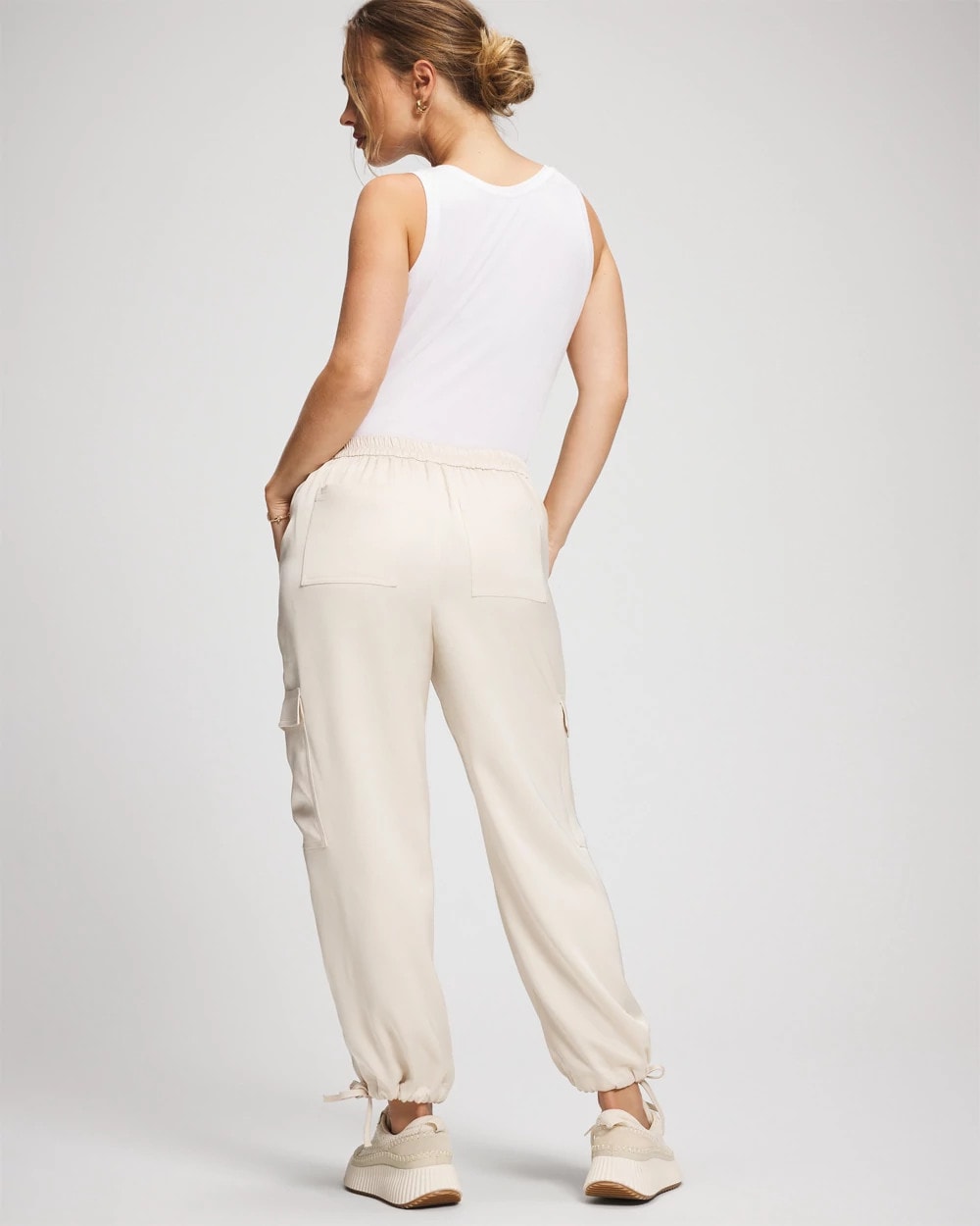 PARCHMENT - Satin Relaxed Cargo Pant
