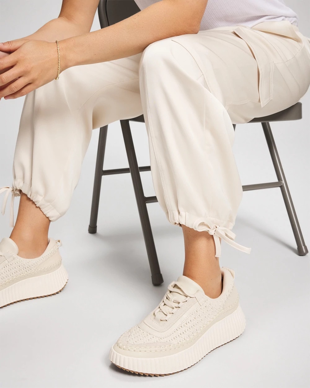 PARCHMENT - Satin Relaxed Cargo Pant