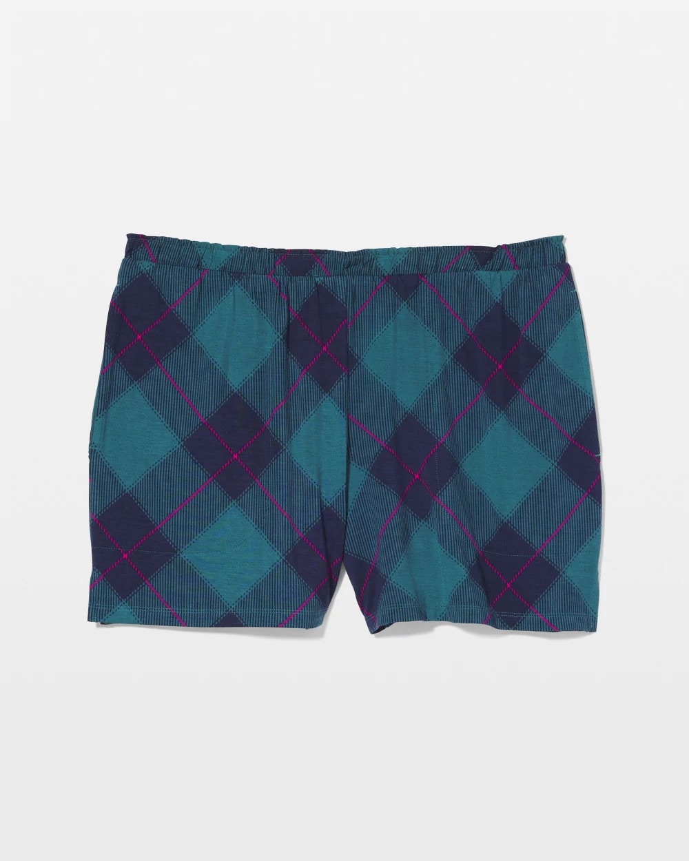 BUNDLE UP PLAID BIAS TEAL - Pajama Shorts