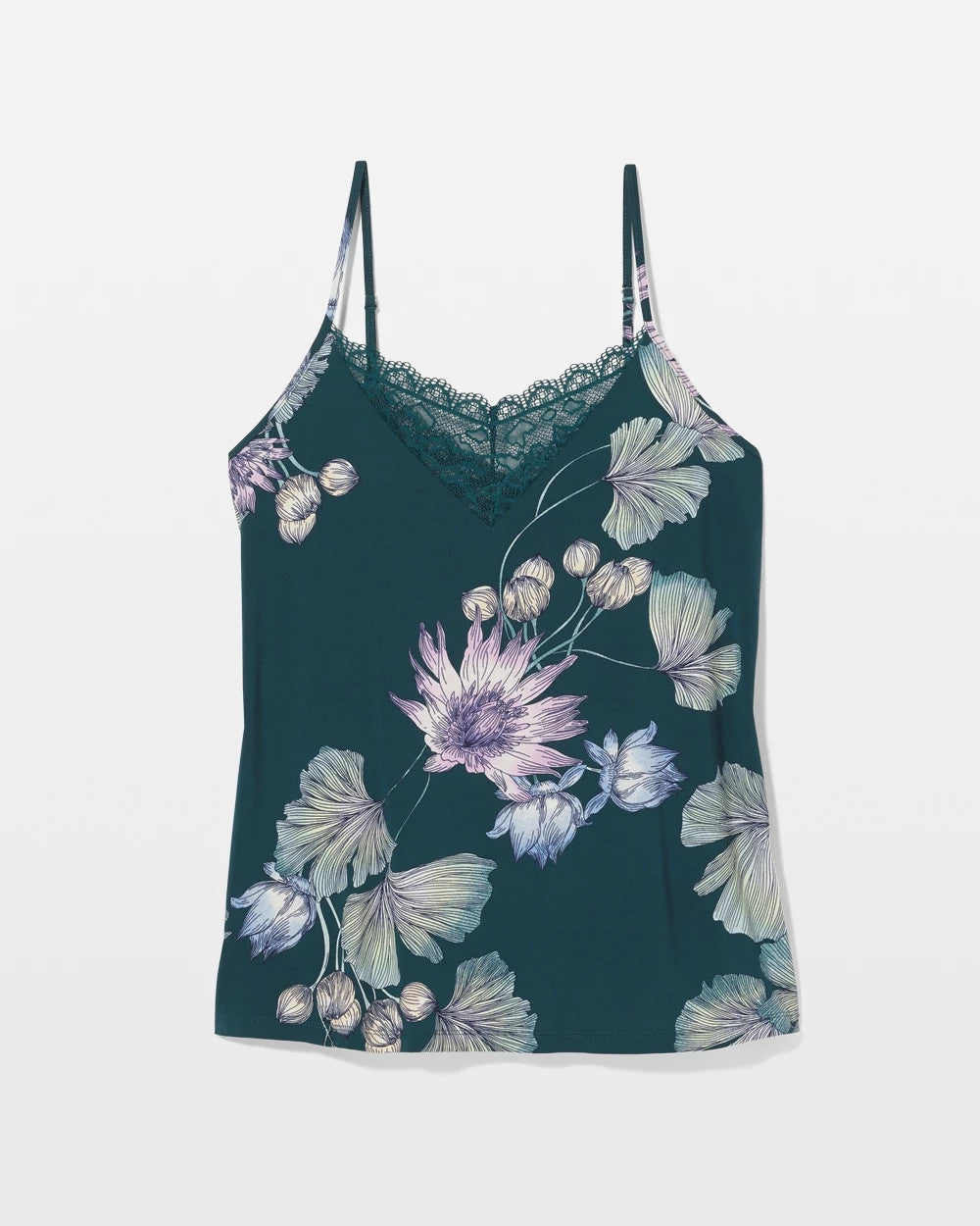 HAVEN BOTANICAL DARK SEA - Lace Trim Pajama Cami