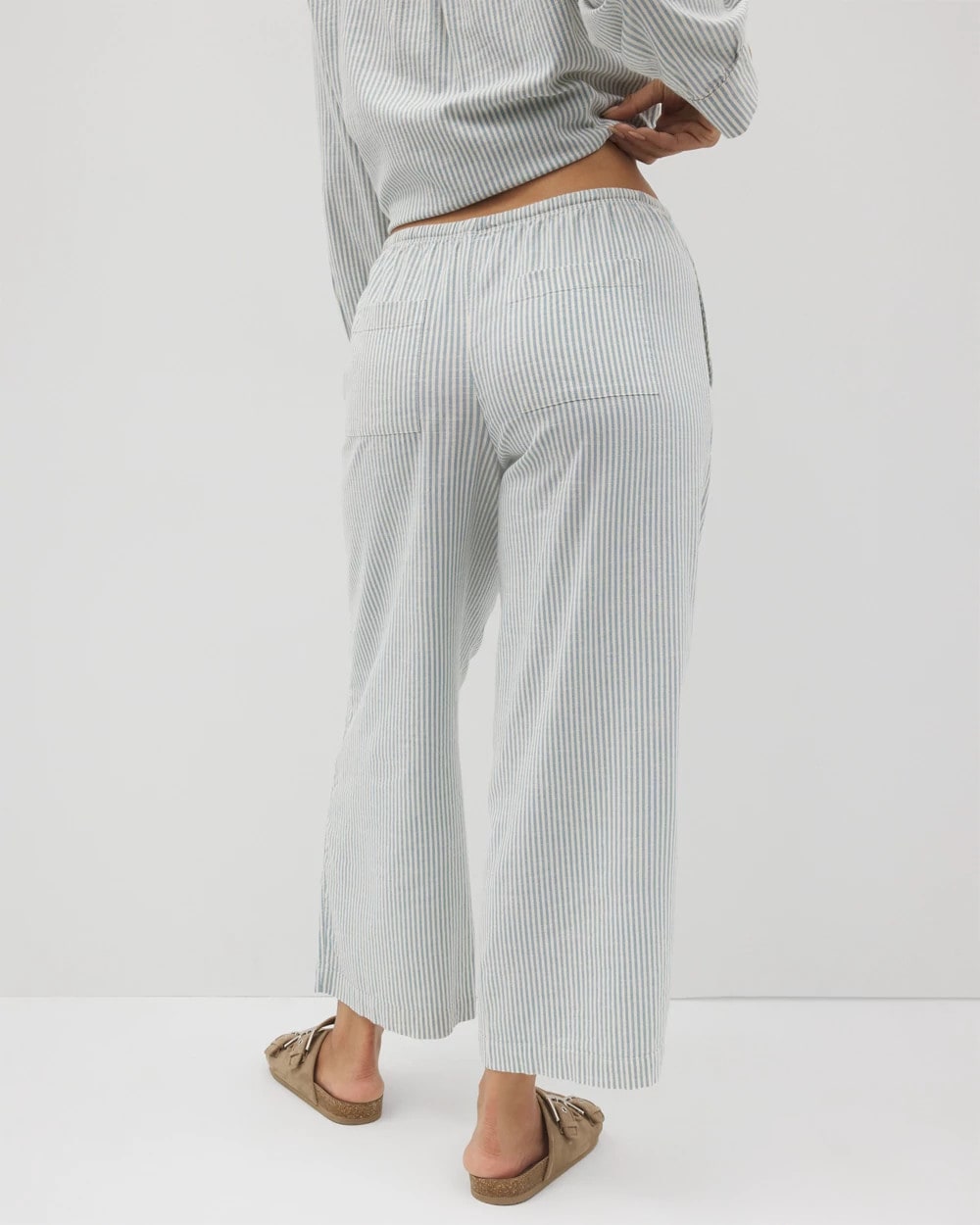 BLUE HEAVEN STRIPE - Beach Cotton Crop Pant
