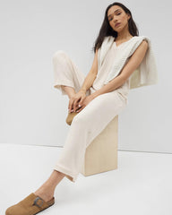 PARCHMENT - Crinkle Knit Wide Leg Pant