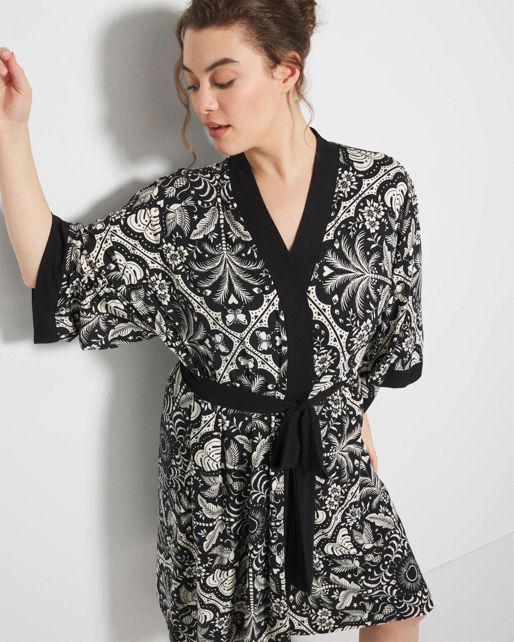 AMAZONIA TILE BLACK - Short Robe