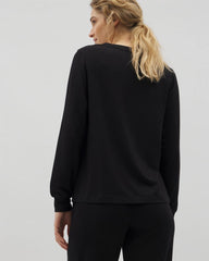BLACK - Long-Sleeve V-Neck Pajama Top
