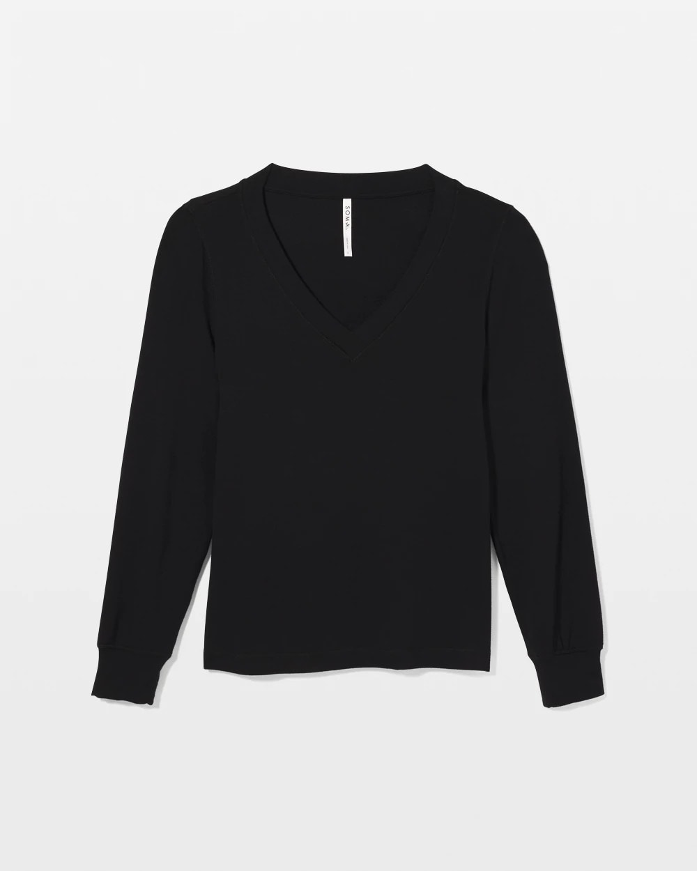 BLACK - Long-Sleeve V-Neck Pajama Top
