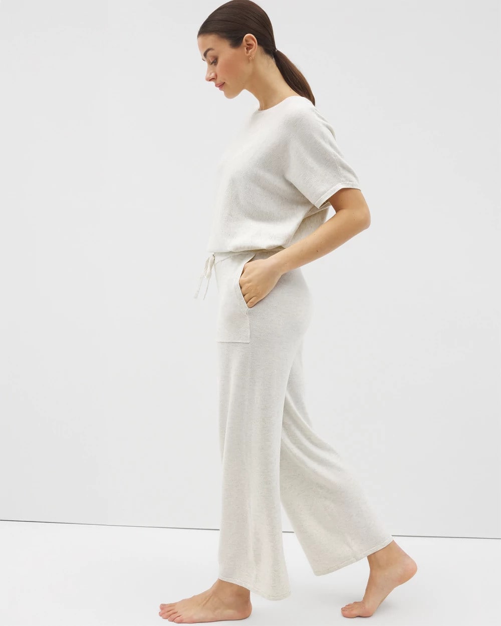 HEATHER CRYSTAL - Sweater Wide-Leg Crop Pant