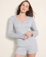 HEATHER OPAL GRAY - Long-Sleeve Pajama Henley