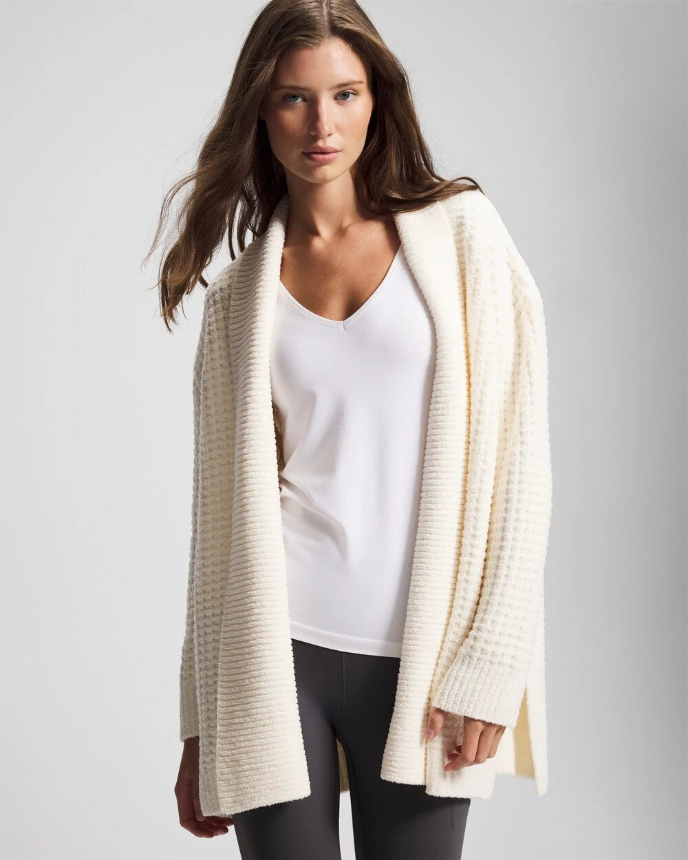 IVORY - Textured Cardigan Sweater