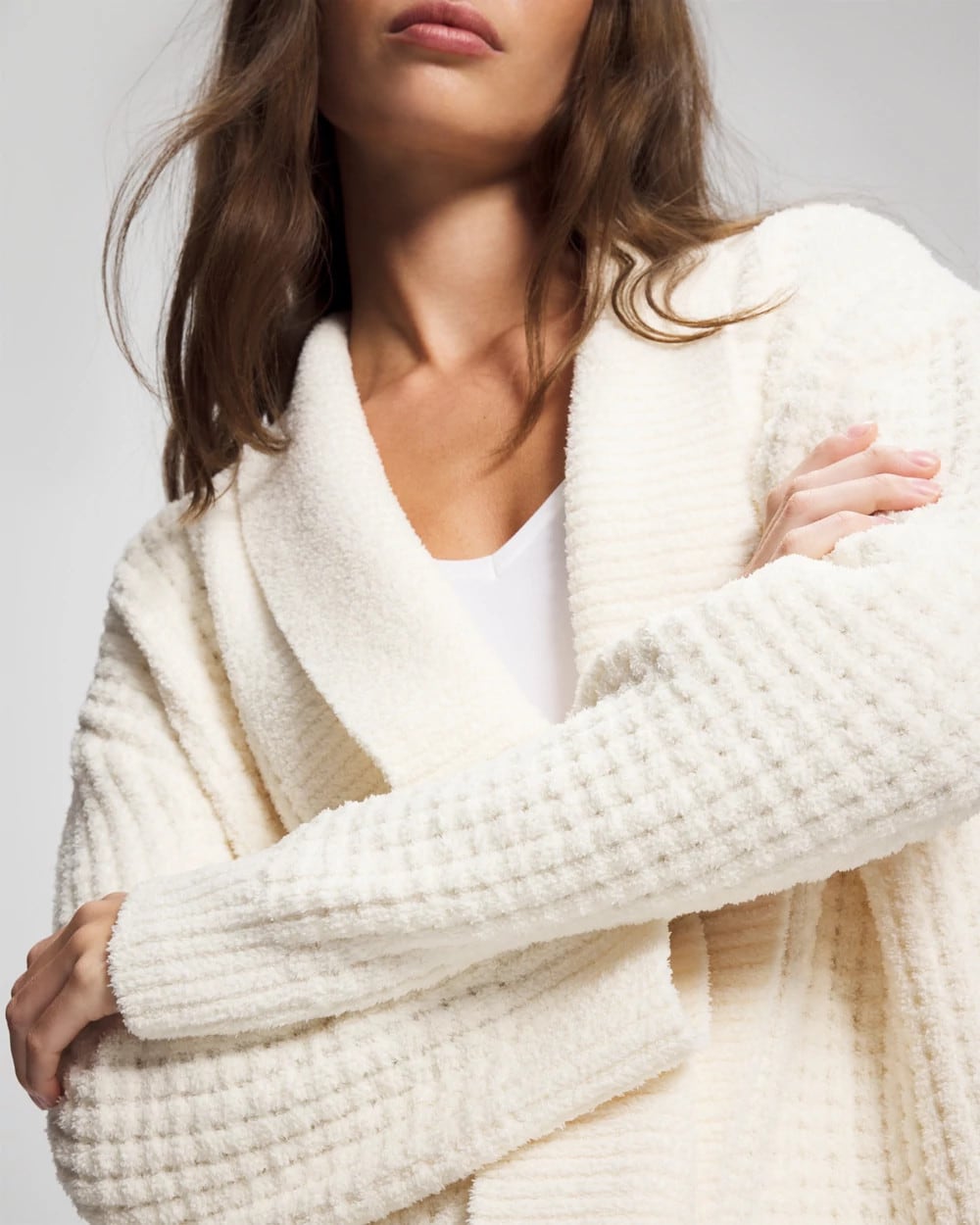 IVORY - Textured Cardigan Sweater