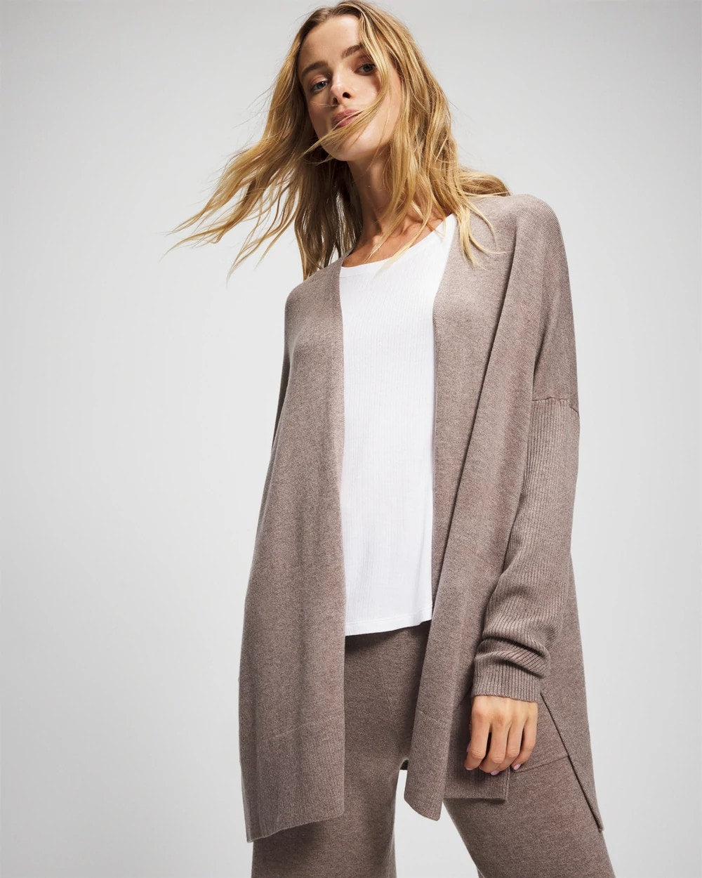 HEATHER FAWN - Premier Knit Sweater Wrap
