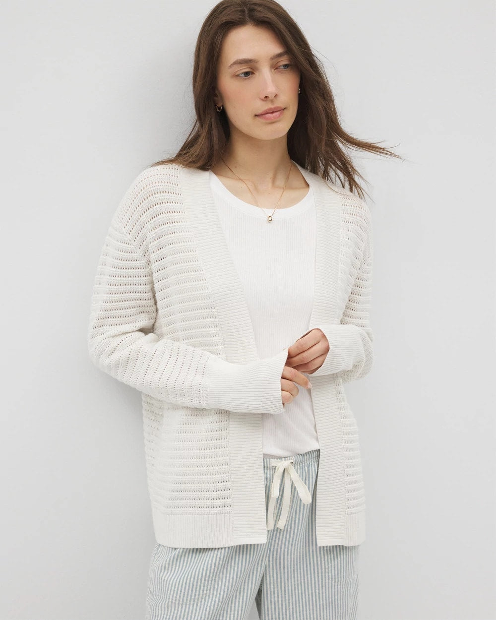 SALT MIST - Cotton Open Stitch Cardigan