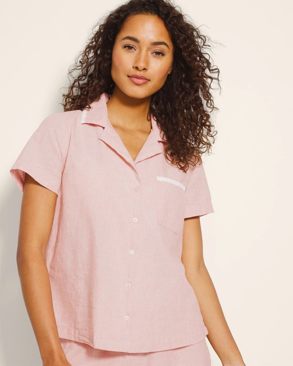 CREME BRULEE CROSSDYE - Short-Sleeve Notch Collar Pajama Top