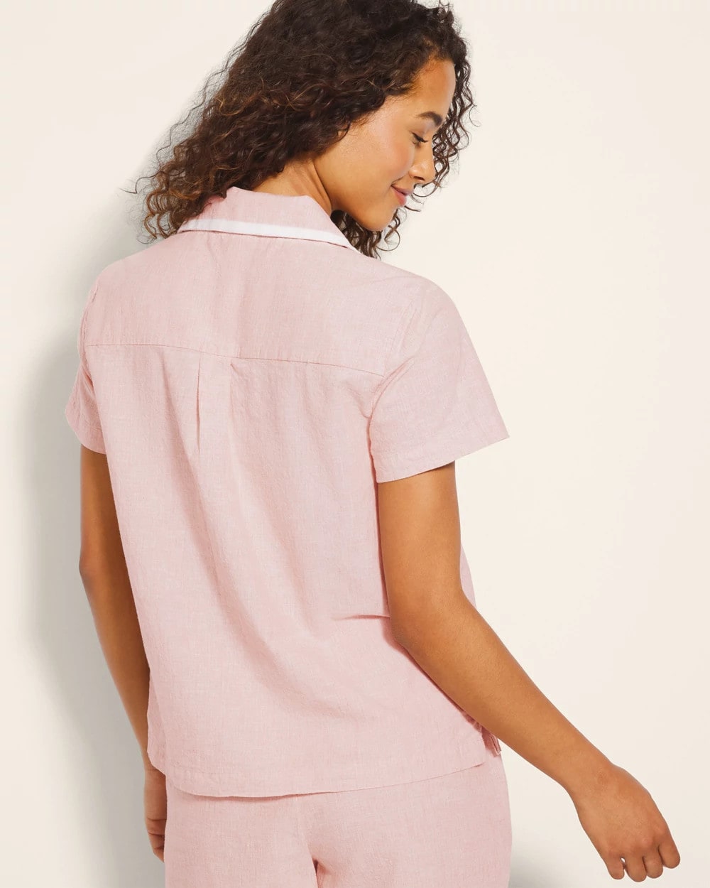 CREME BRULEE CROSSDYE - Short-Sleeve Notch Collar Pajama Top