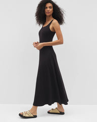 BLACK - Rib Square Neck Lounge Dress