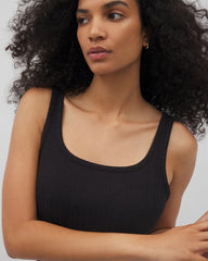 BLACK - Rib Square Neck Lounge Dress