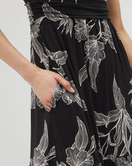 PLUMERIA BLOOMS GRAND BLK - Goddess Tiered Maxi Dress