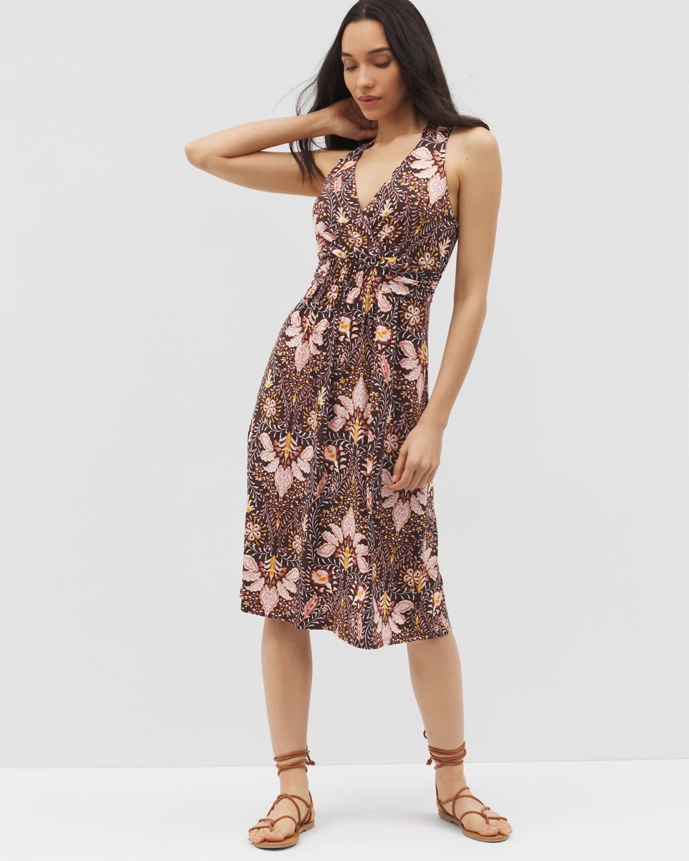 VIVID VINES FRENCH ROAST - Cross Back Strap Bra Dress