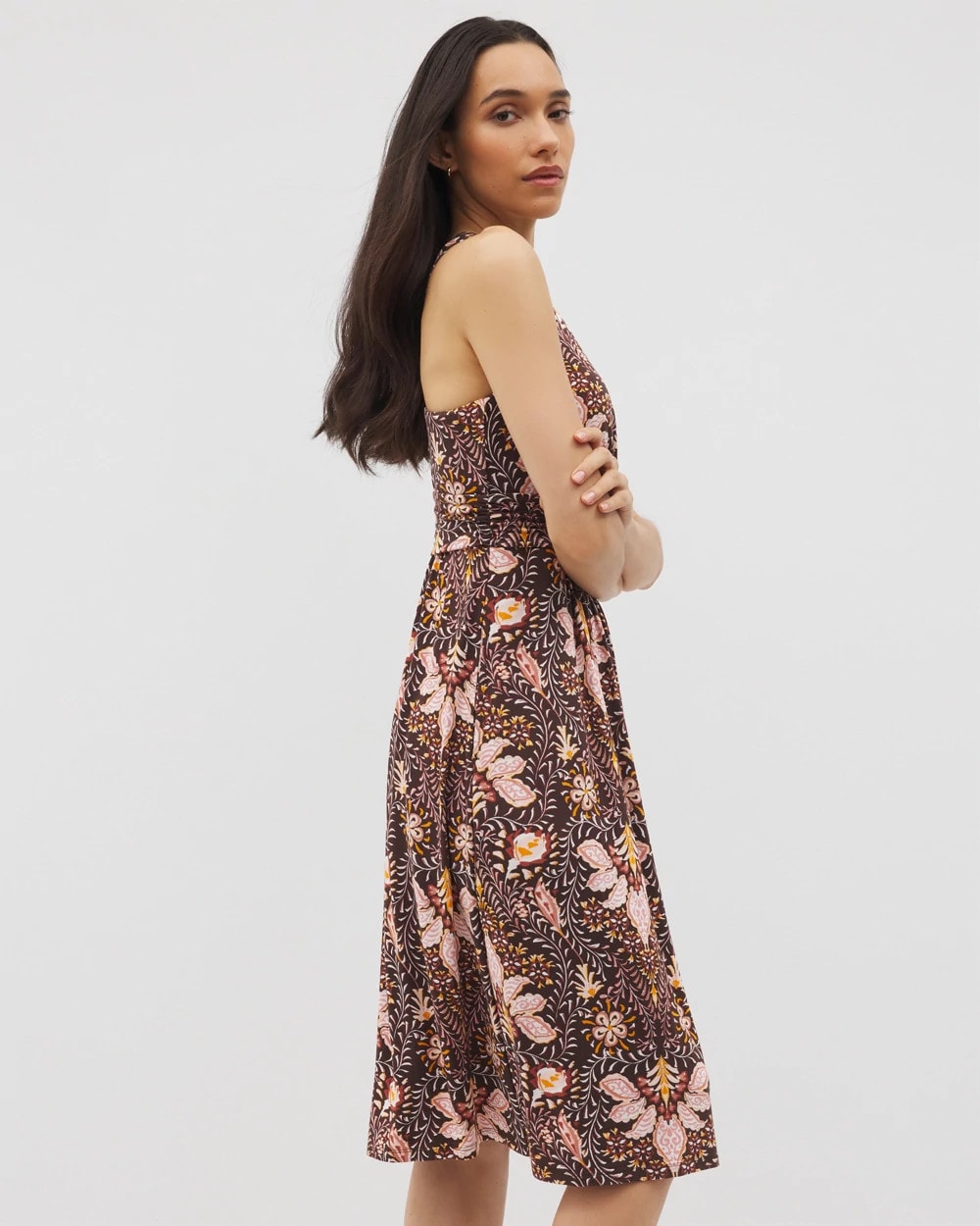 VIVID VINES FRENCH ROAST - Cross Back Strap Bra Dress