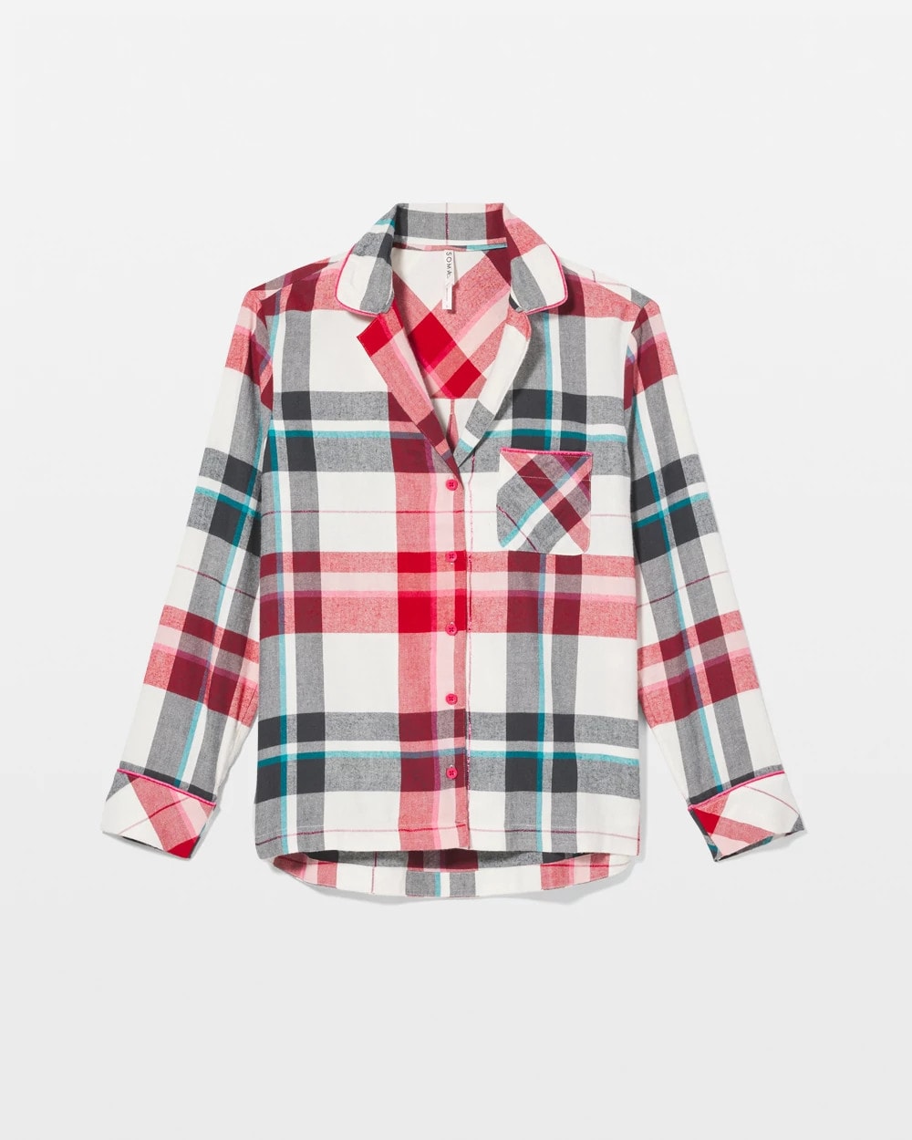 FIRESIDE PLAID CHAMPAGNE - Super Soft Long-Sleeve Notch Collar Pajama Top