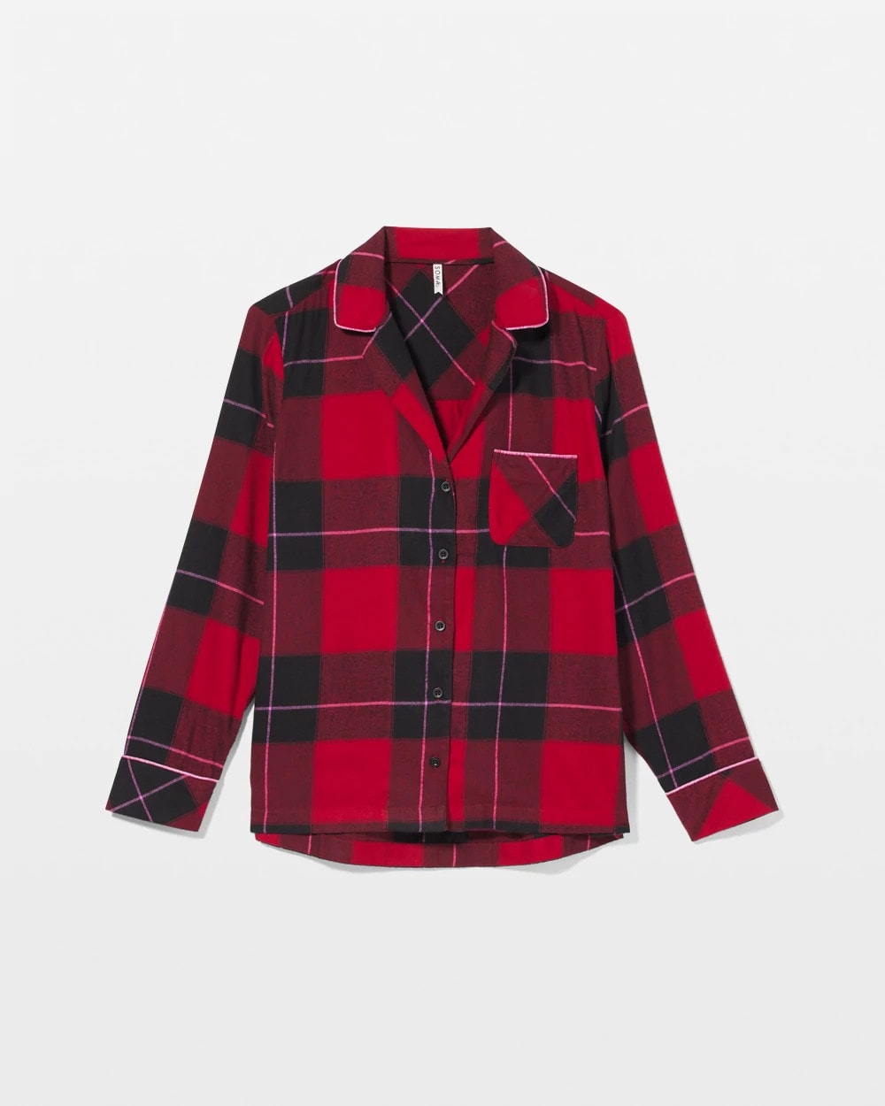 WRAPPED UP PLAID RED - Super Soft Long-Sleeve Notch Collar Pajama Top