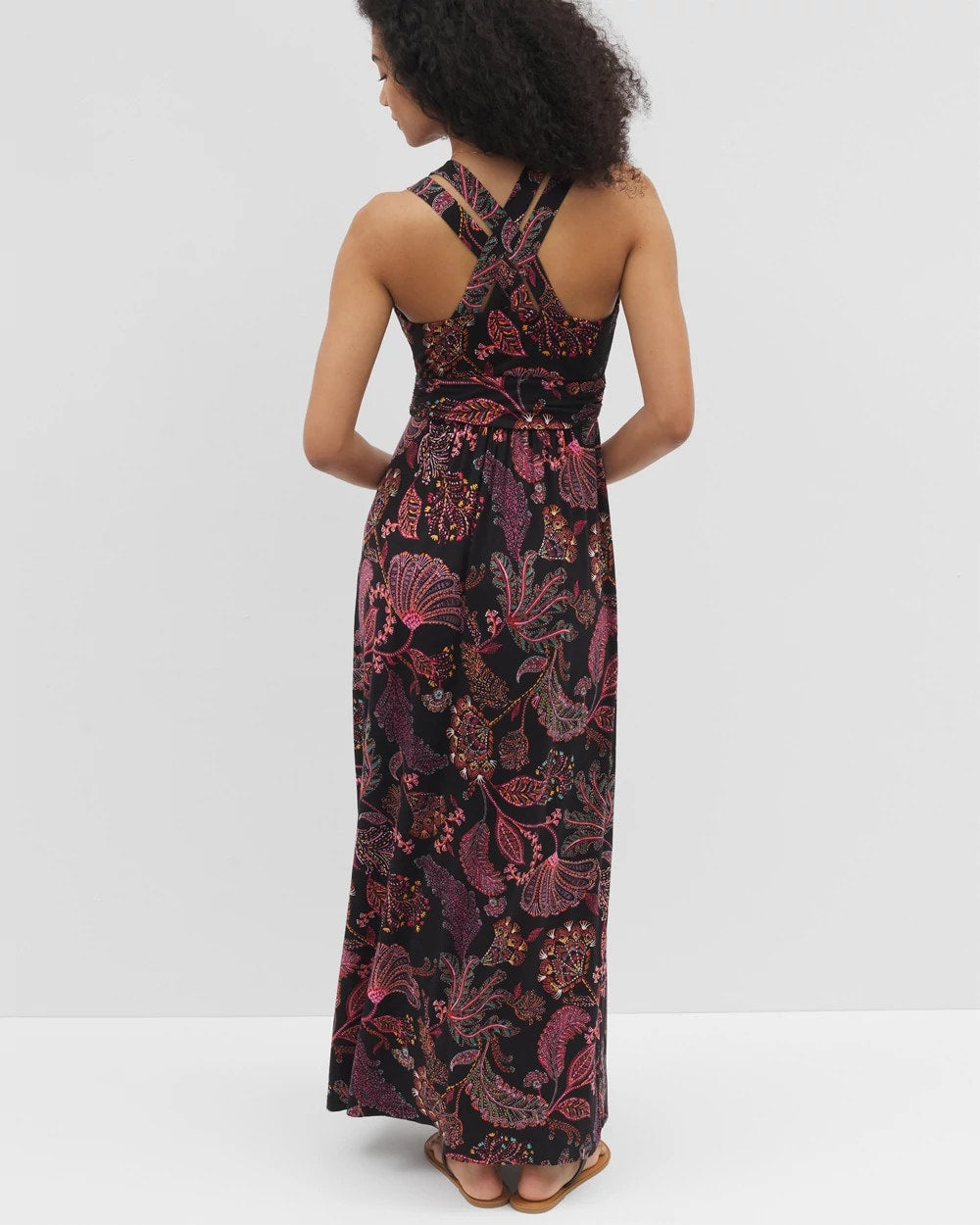 STITCH PAISLEY ALLO BLACK - Isla Cross Back Maxi Bra Dress