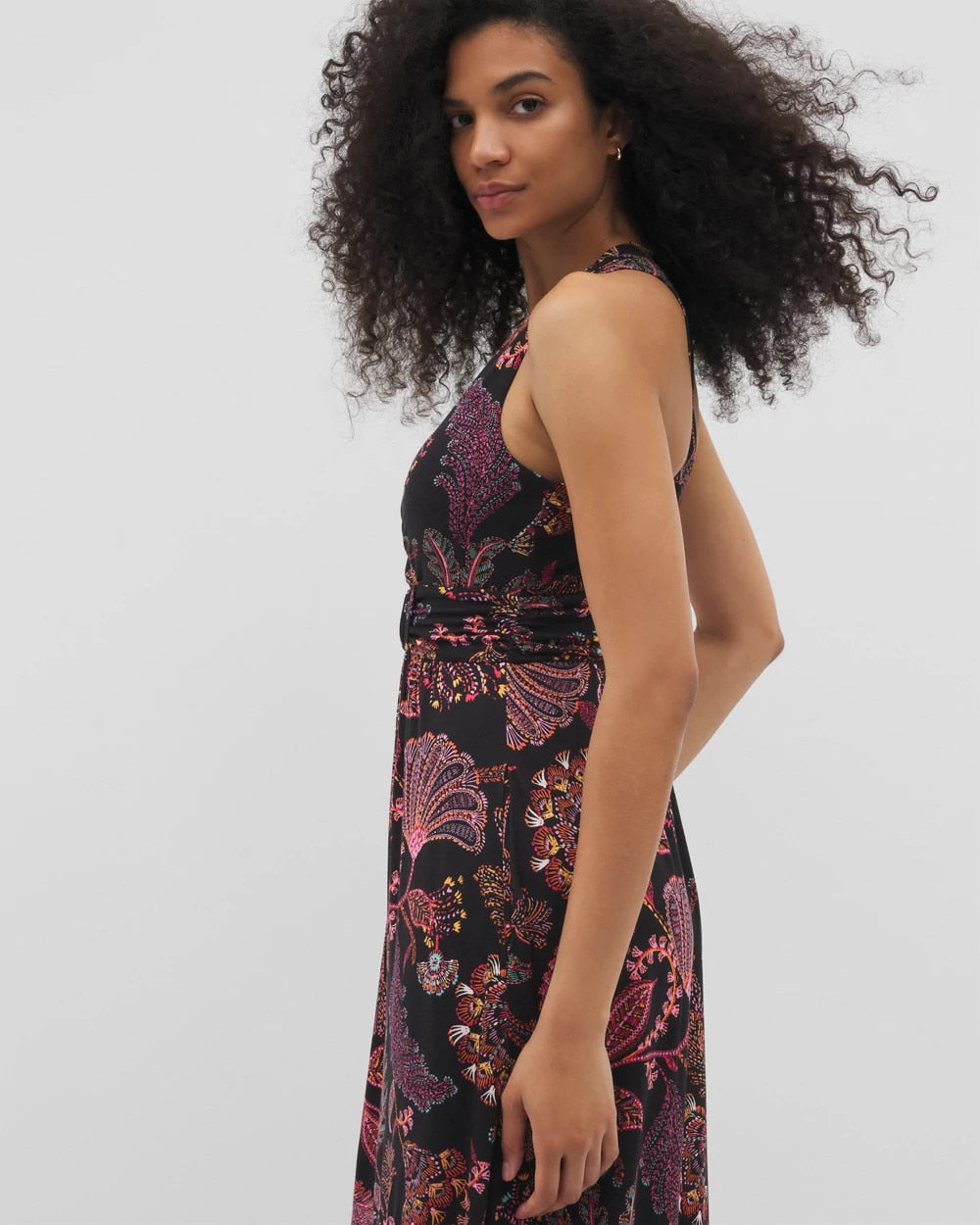 STITCH PAISLEY ALLO BLACK - Isla Cross Back Maxi Bra Dress