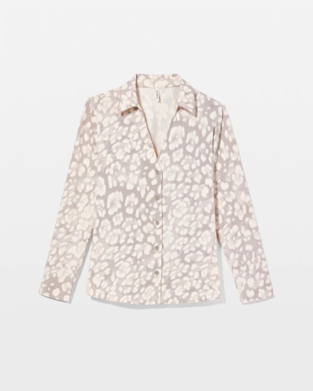 JAGUAR SPOT G SLVR TAUPE - Long-Sleeve Notch Collar Pajama Top