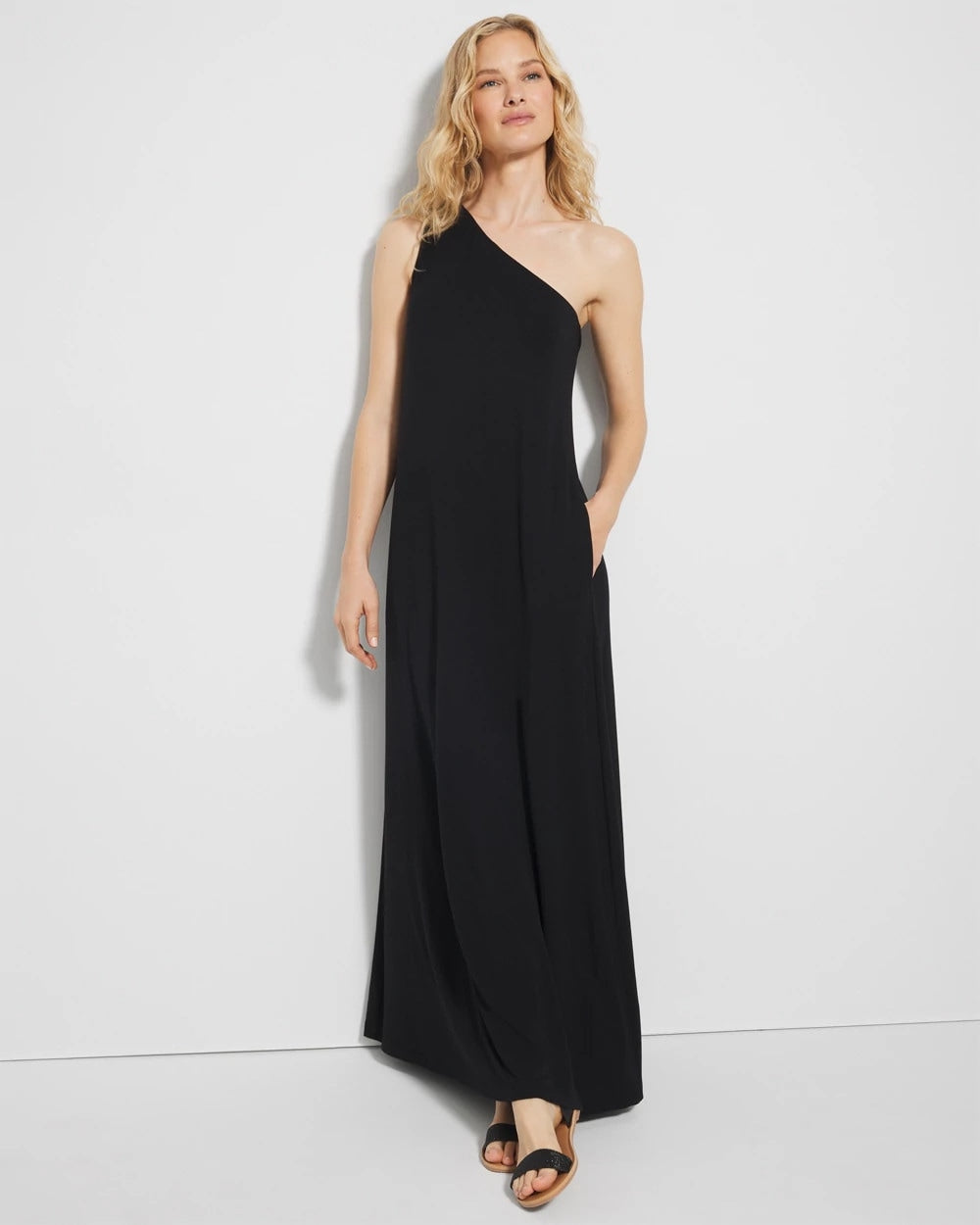 BLACK - One-Shoulder Maxi Bra Dress