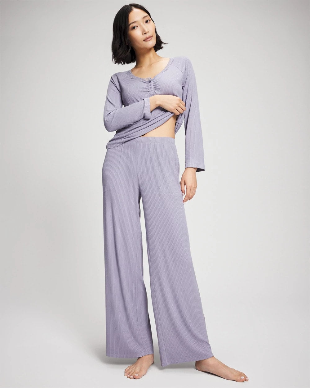 LAVENDER CLOUD - Pointelle Wide Leg Pajama Pant