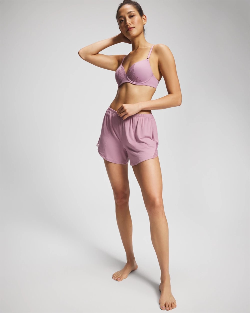 LILAC WINE - Lace Trim Pajama Short