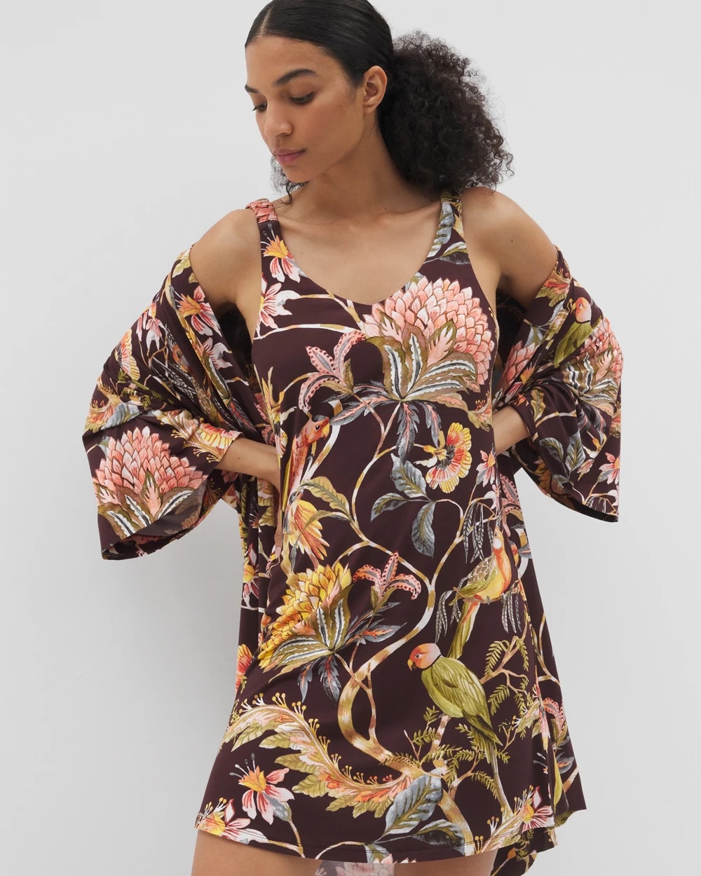 PARROT-DISO PLUME G PLUM - Shirred Strap Chemise