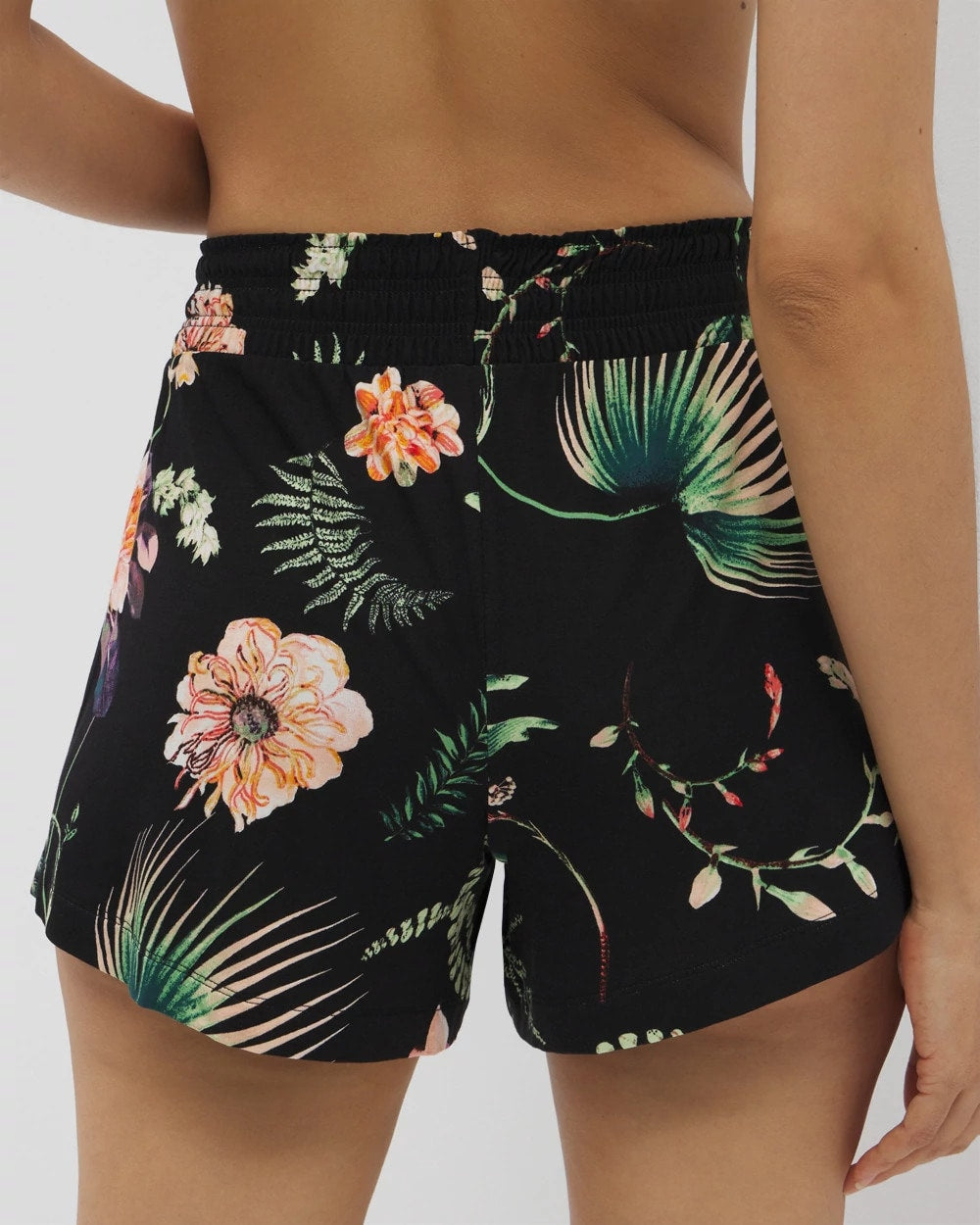 PARADISE PLUMES BLACK - Pajama Shorts