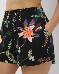 PARADISE PLUMES BLACK - Pajama Shorts