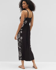 STAMPED FLORAL SCARF BLK - Cabana Handkerchief Bra Dress