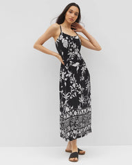 PEACEFUL FLORA BLK - Paradiso Midi Bra Dress