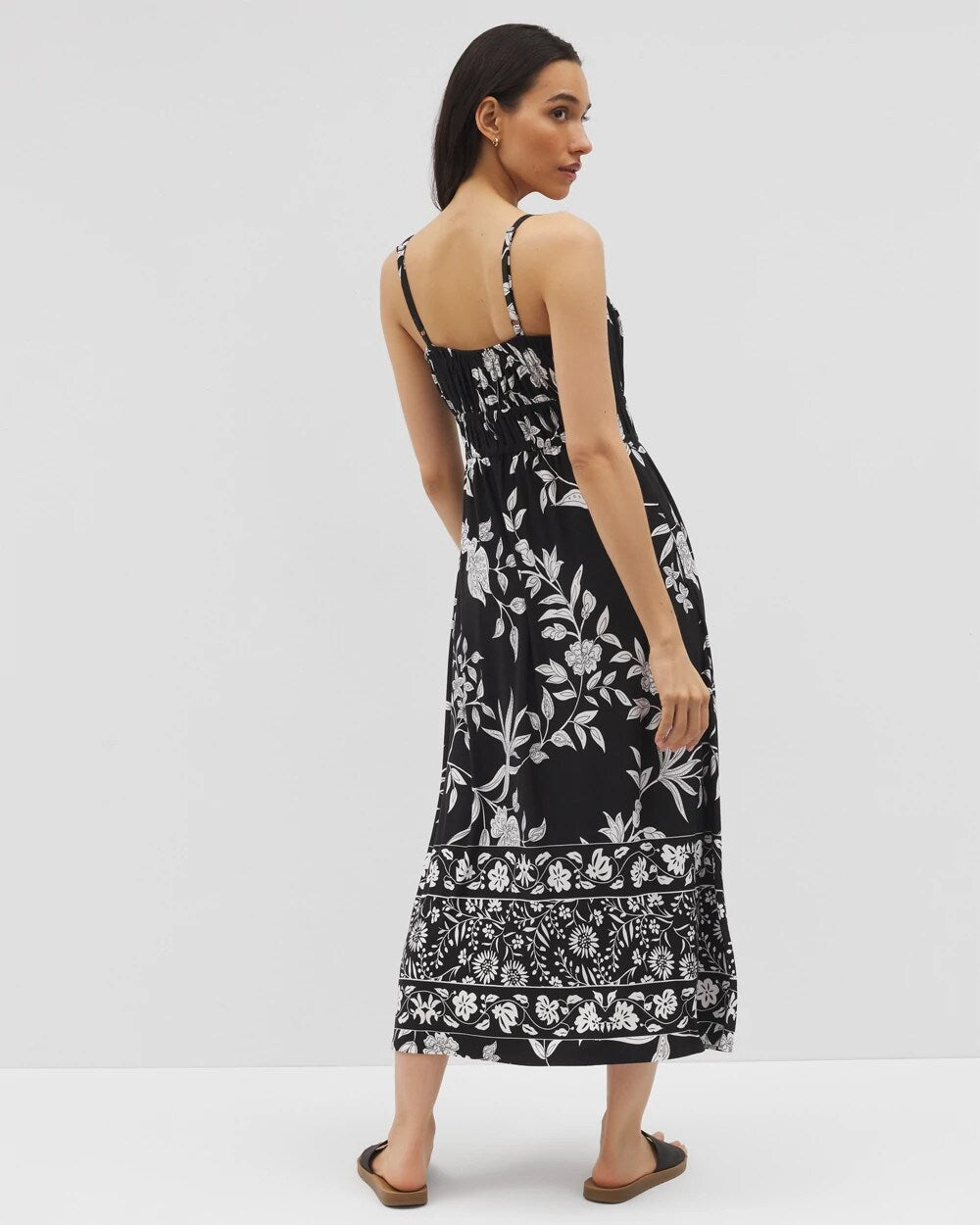 PEACEFUL FLORA BLK - Paradiso Midi Bra Dress