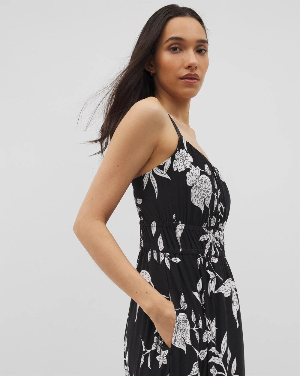 PEACEFUL FLORA BLK - Paradiso Midi Bra Dress