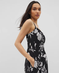 PEACEFUL FLORA BLK - Paradiso Midi Bra Dress