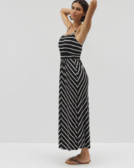 FUNDAMENTAL BLACK COCO - Soft Jersey Paradiso Midi Bra Dress