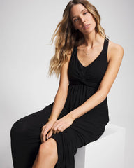BLACK - Soft Jersey Twist Front Maxi Dress