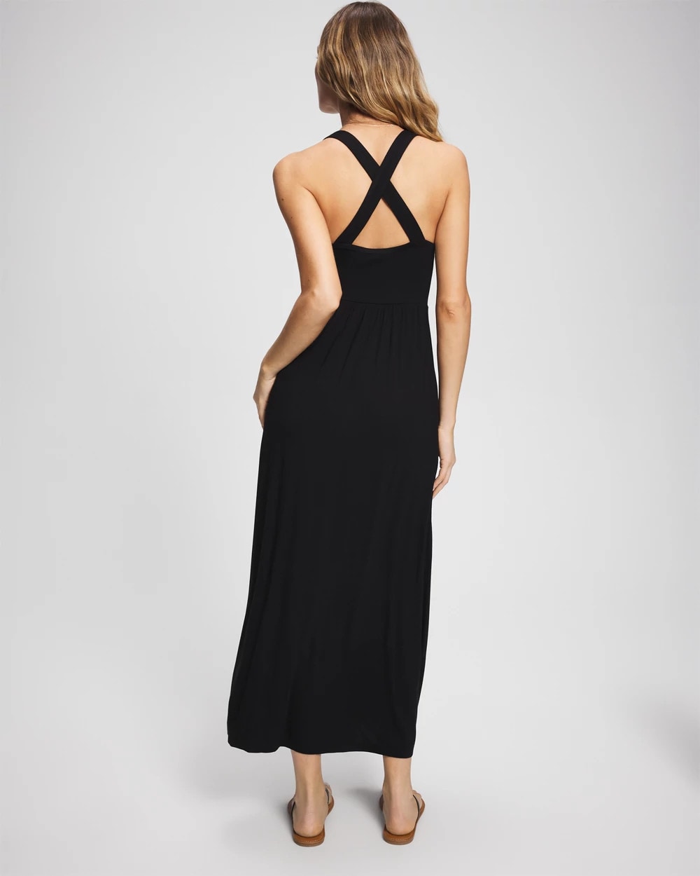 BLACK - Soft Jersey Twist Front Maxi Dress