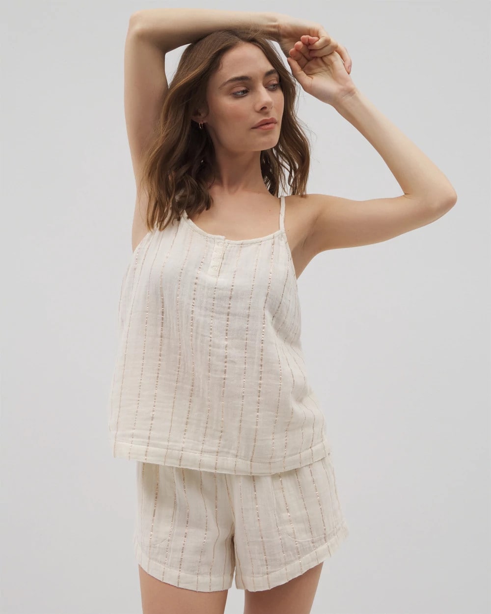 CHAMPAGNE STRIPE - Cotton Gauze Pajama Cami