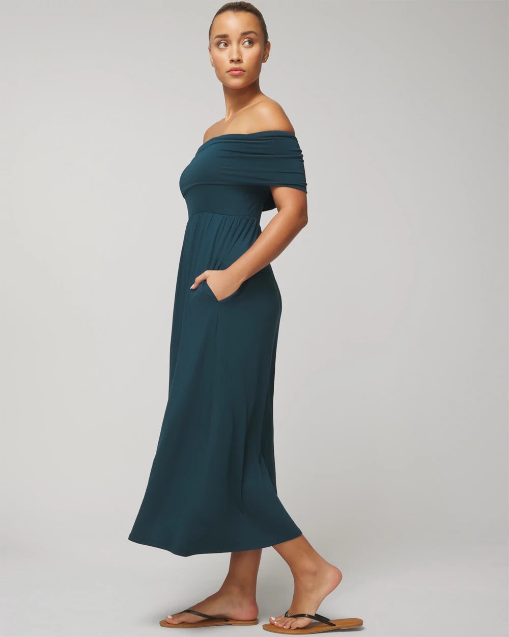 DARK HARBOUR - Off-The-Shoulder Midi Bra Dress