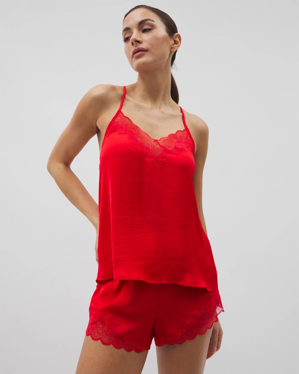 DARE ME RED - Lace Trim Pajama Cami