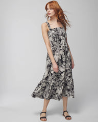 PATTERNED PALMS BLACK - Midi Bra Dress