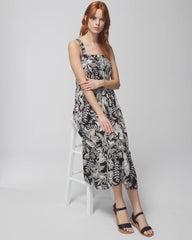 PATTERNED PALMS BLACK - Midi Bra Dress
