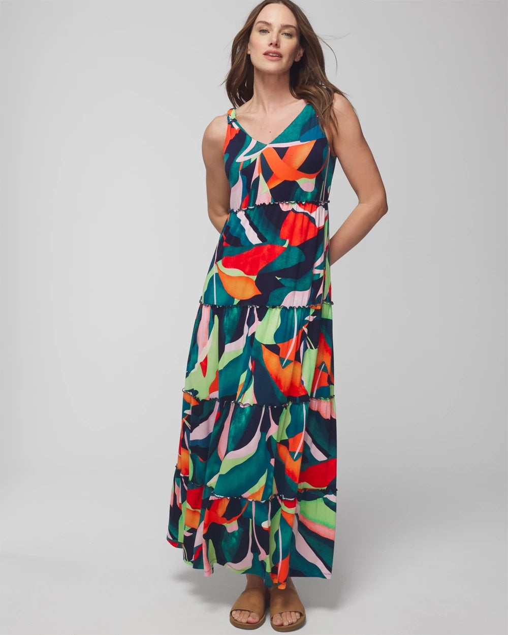 VACAY VIBES NIGHTFALL NVY - Tiered Maxi Bra Dress