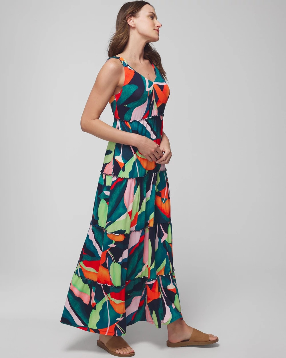VACAY VIBES NIGHTFALL NVY - Tiered Maxi Bra Dress