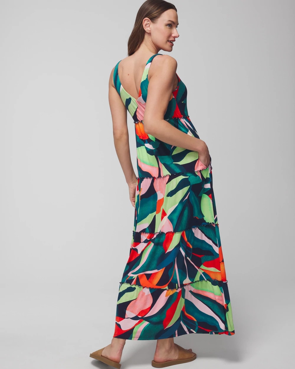 VACAY VIBES NIGHTFALL NVY - Tiered Maxi Bra Dress