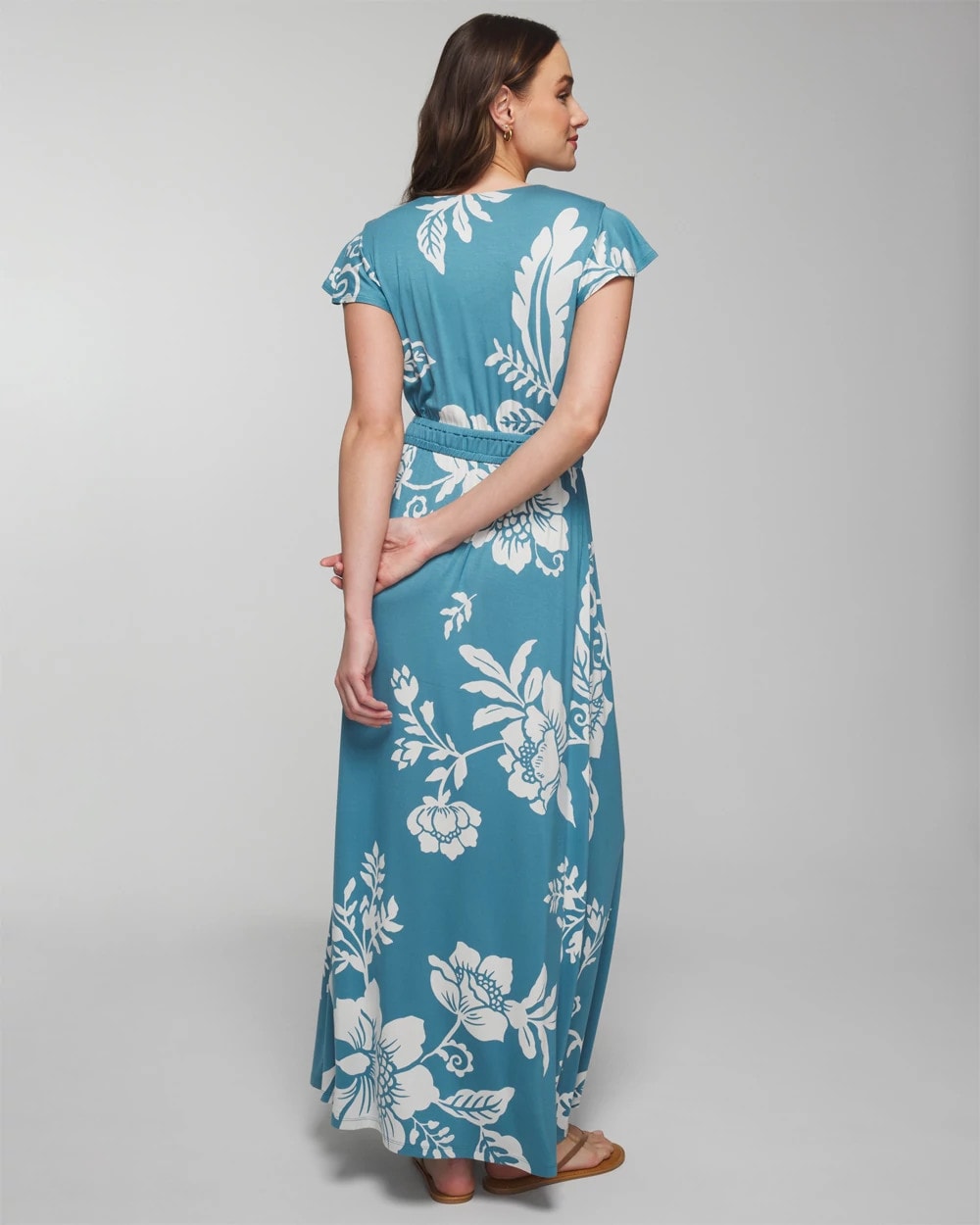 GARDEN TAPESTRY G BLUE - Flutter Sleeve Maxi Bra Dress